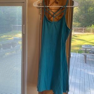 Teal straps mid length dress